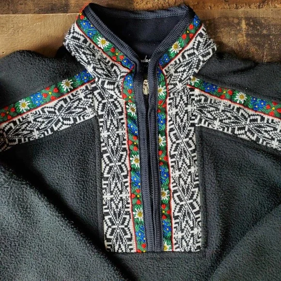 Obermeyer vintage fleece embroidered pullover women's large black - Picture 4 of 13